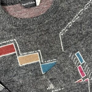 Imperial Collection Sweater Mens Large Wool Blend Vintage Geometric Crew Neck